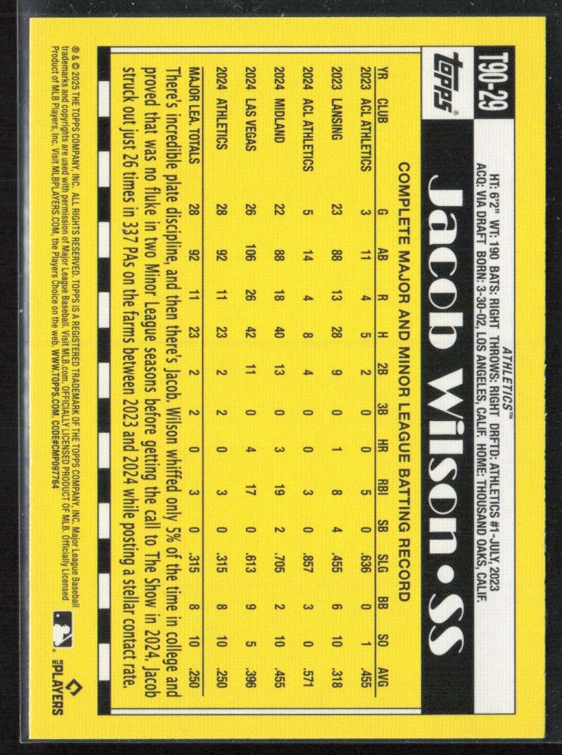 Jacob Wilson 2025 Topps 1990 Baseball 35th Anniversary RC #T90-29
