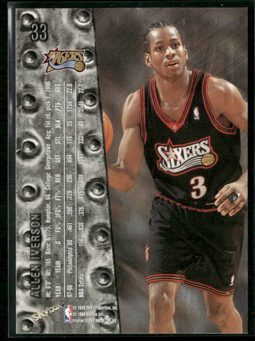 Allen Iverson 1998 SkyBox Metal Universe #33 Philadelphia 76ers