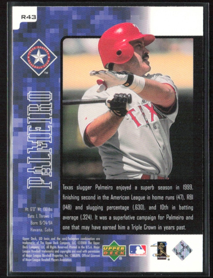 Rafael Palmeiro 2000 UD Ionix Reciprocal #R43 Texas Rangers
