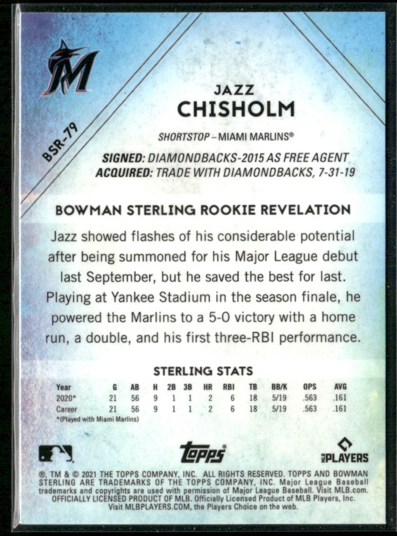 Jazz Chisholm 2021 Bowman Sterling RC #BSR-79 Miami Marlins