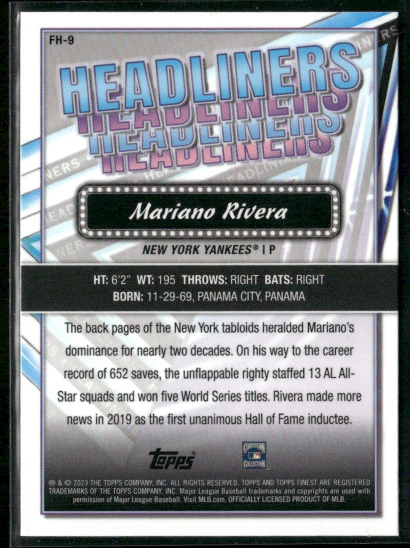 Mariano Rivera 2023 Topps Finest Headliners #FH-9 New York Yankees