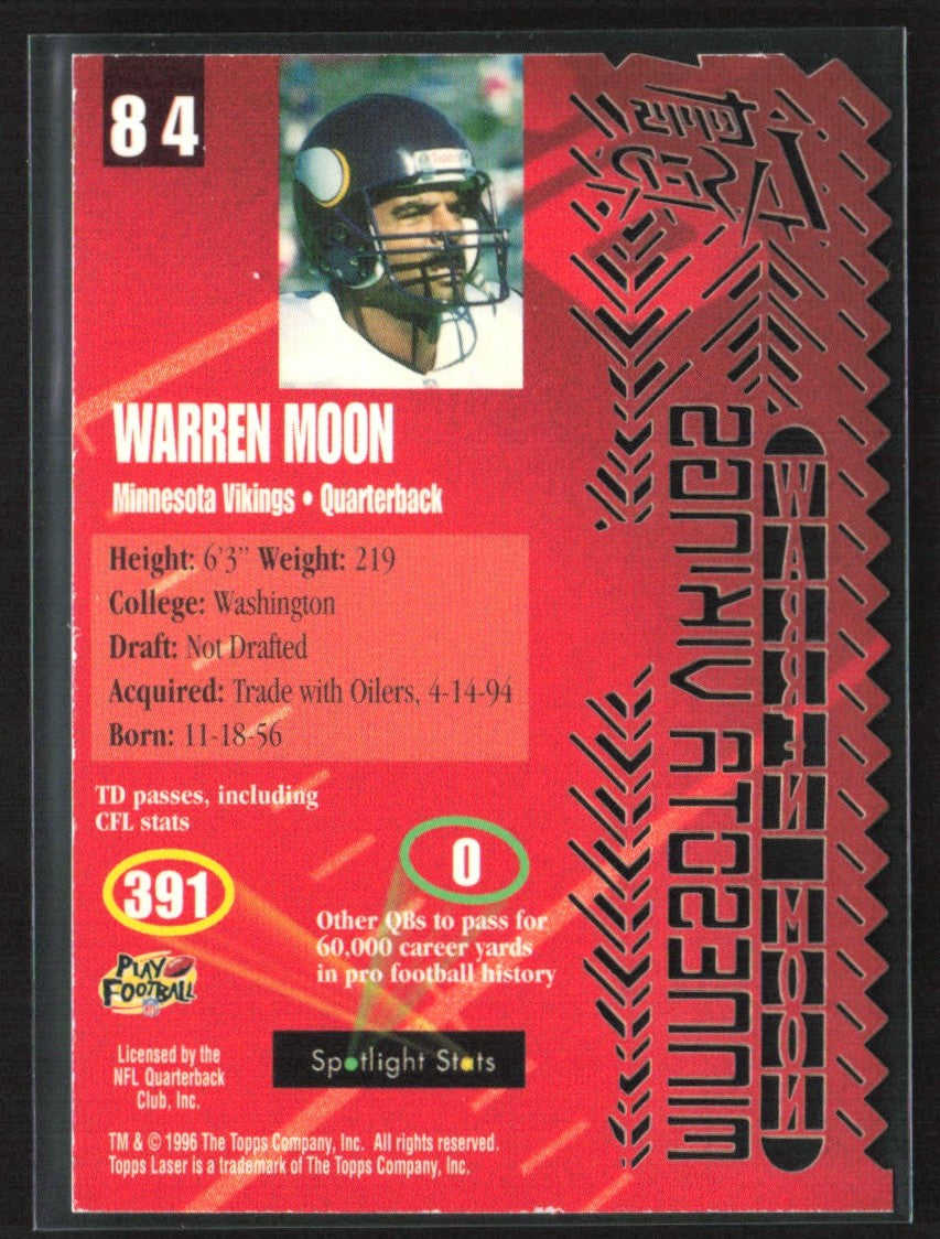 Warren Moon 1996 Topps Laser #84 Minnesota Vikings
