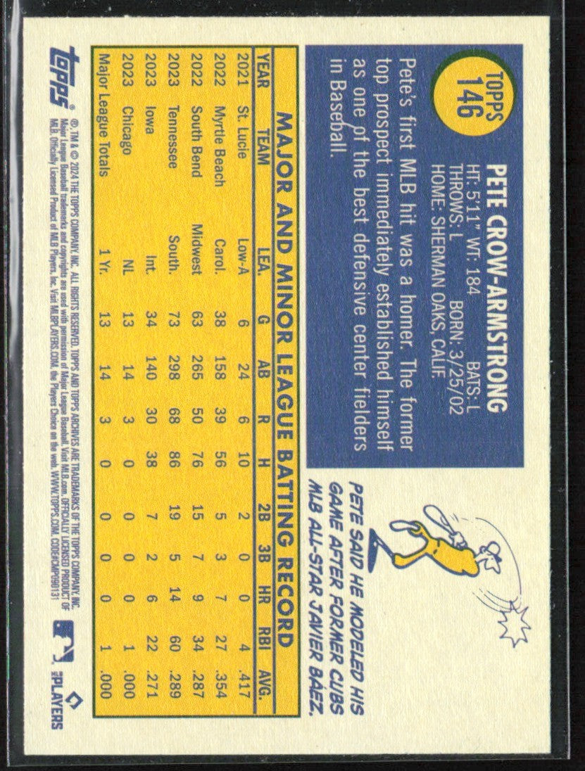 Pete Crow-Armstrong 2024 Topps Archives RC #146 Chicago Cubs