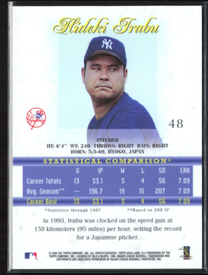Hideki Matsui 1998 Topps Gold Label Class 2 #48 New York Yankees