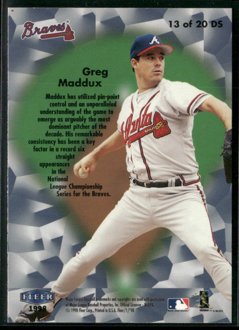 Greg Maddux 1998 Fleer Tradition Diamond Standouts #13 Atlanta Braves