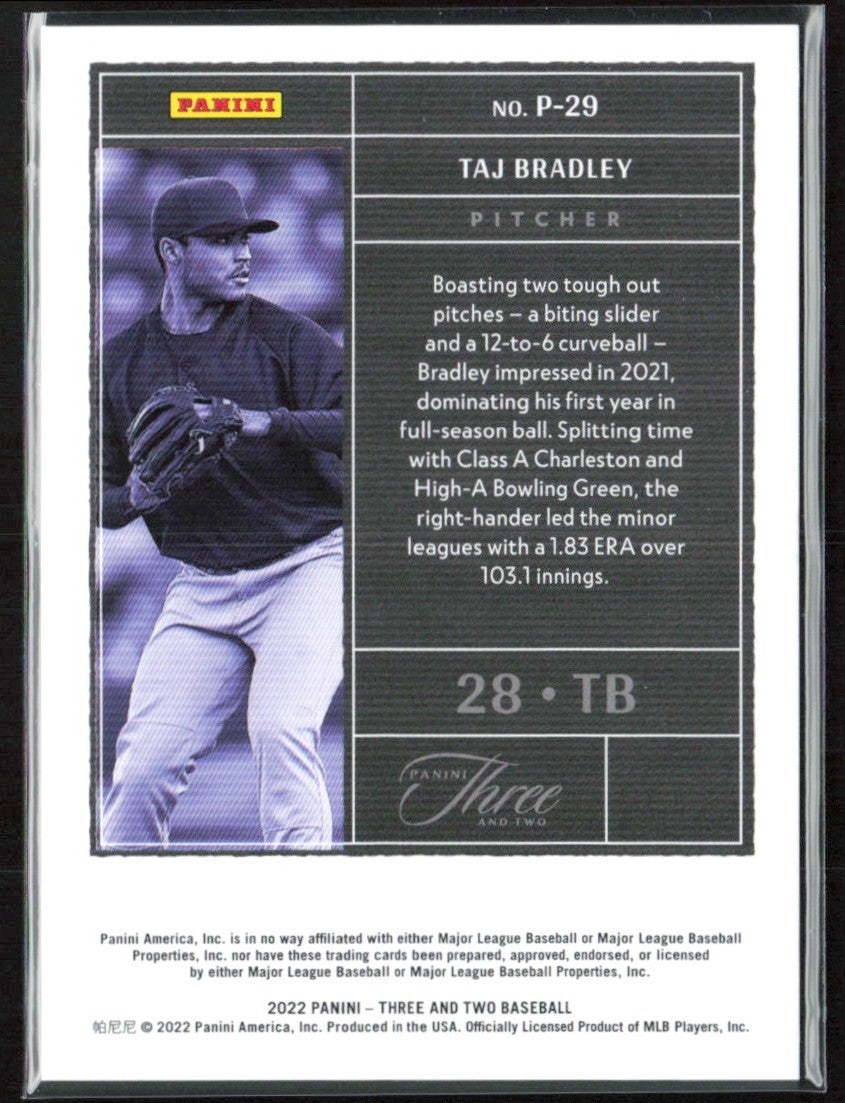 Taj Bradley 2022 Panini Three and Two Holo Silver /15 #P-29 Tampa Bay Rays