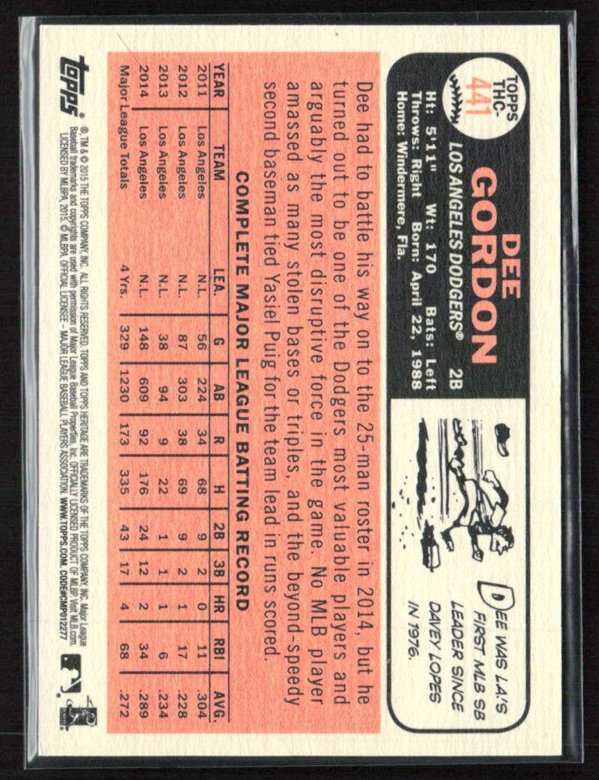 Dee Gordon 2015 Topps Heritage Chrome Purple Refractor #THC-441