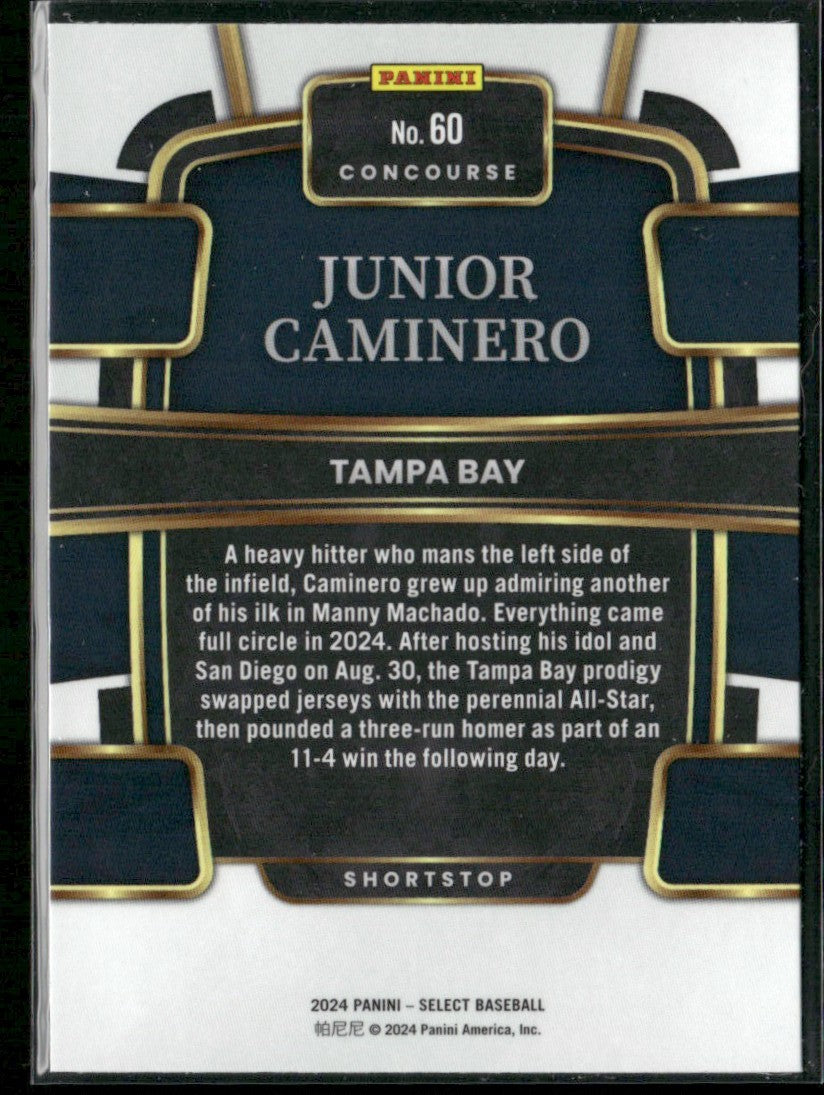 Junior Caminero 2024 Panini Select Concourse RC #60 Tampa Bay Rays