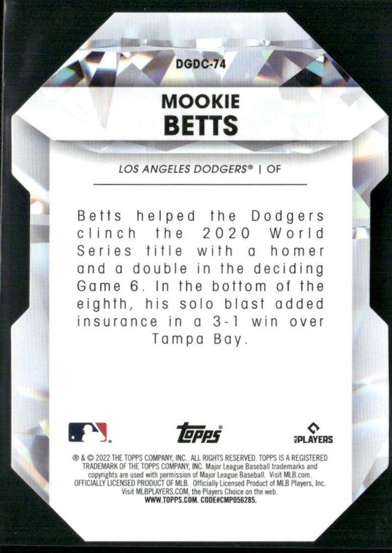 Mookie Betts 2022 Topps Update Diamond Greats Die-Cuts #DGDC-74