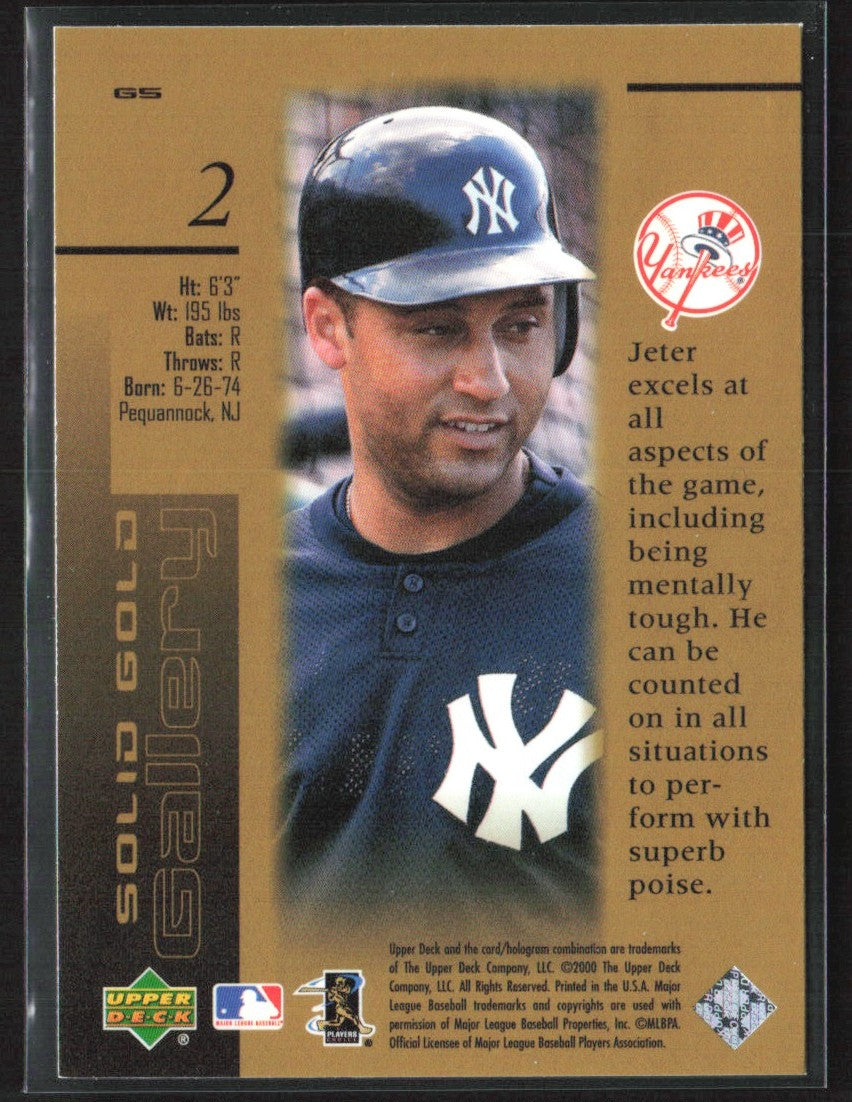Derek Jeter 2000 Upper Deck Solid Gold Gallery #G5 New York Yankees
