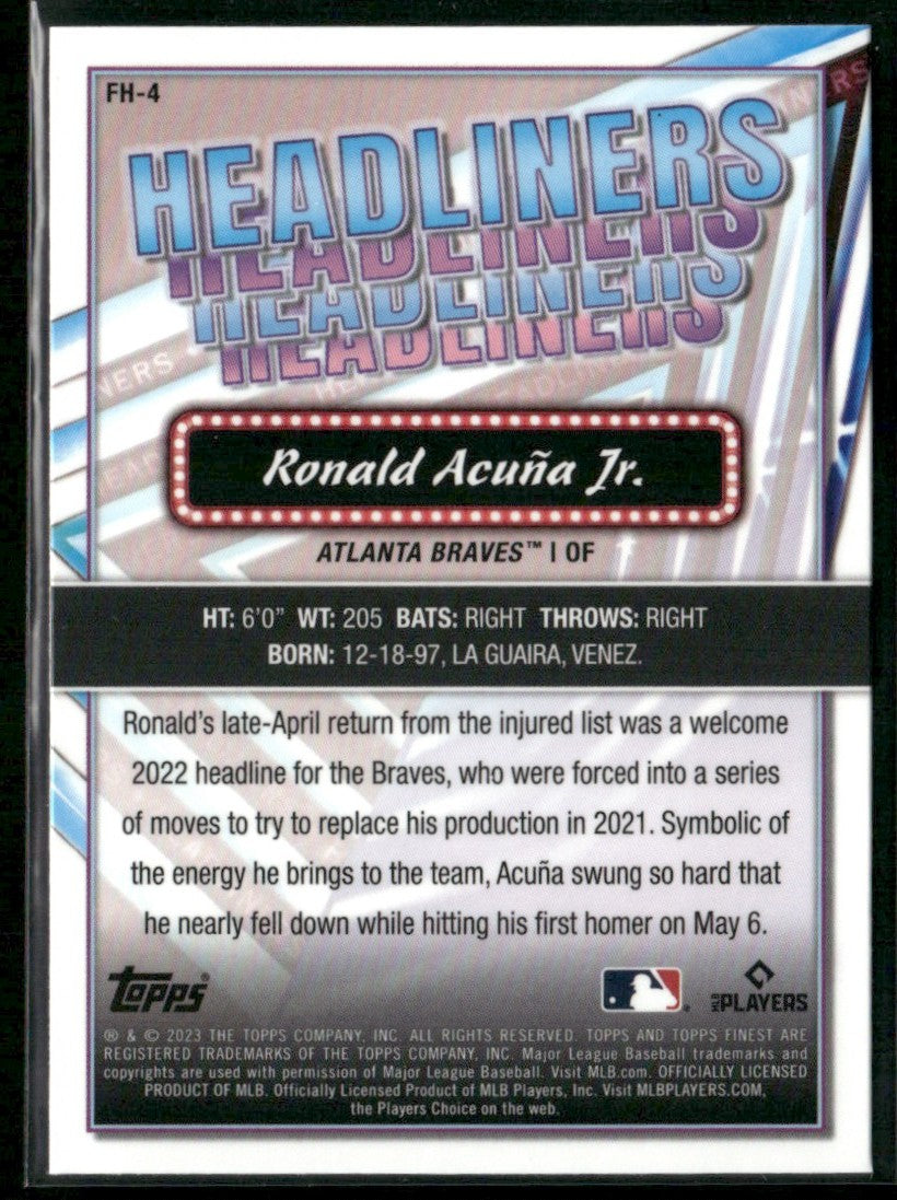 Ronald Acuna Jr. 2023 Topps Finest Headliners #FH-4 Atlanta Braves