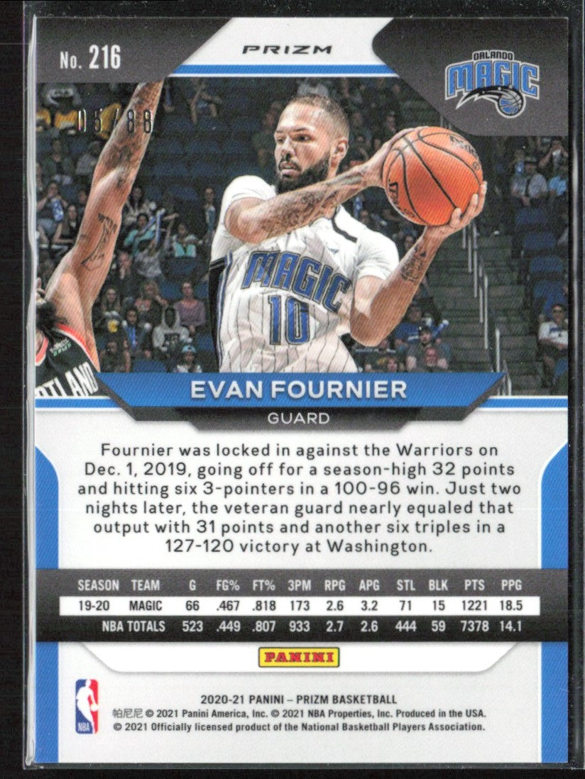 Evan Fournier 2020 Panini Prizm Choice Red /88 #216 Orlando Magic