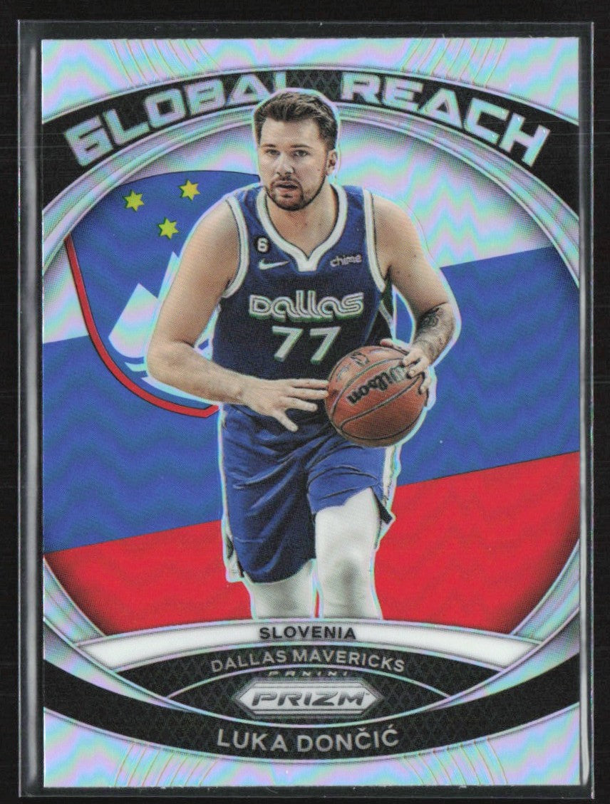 Luka Doncic 2023 Panini Prizm Global Reach Silver #1 Dallas Mavericks