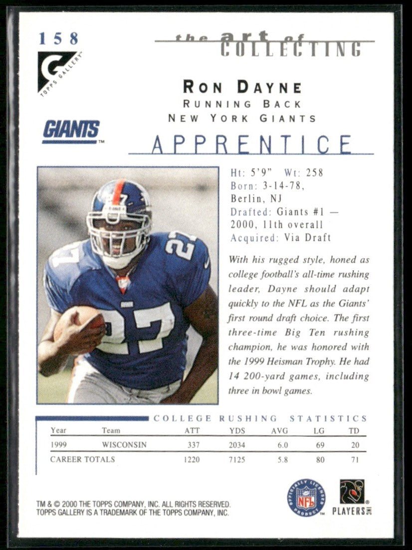Ron Dayne 2000 Topps Gallery Apprentices RC #158 New York Giants