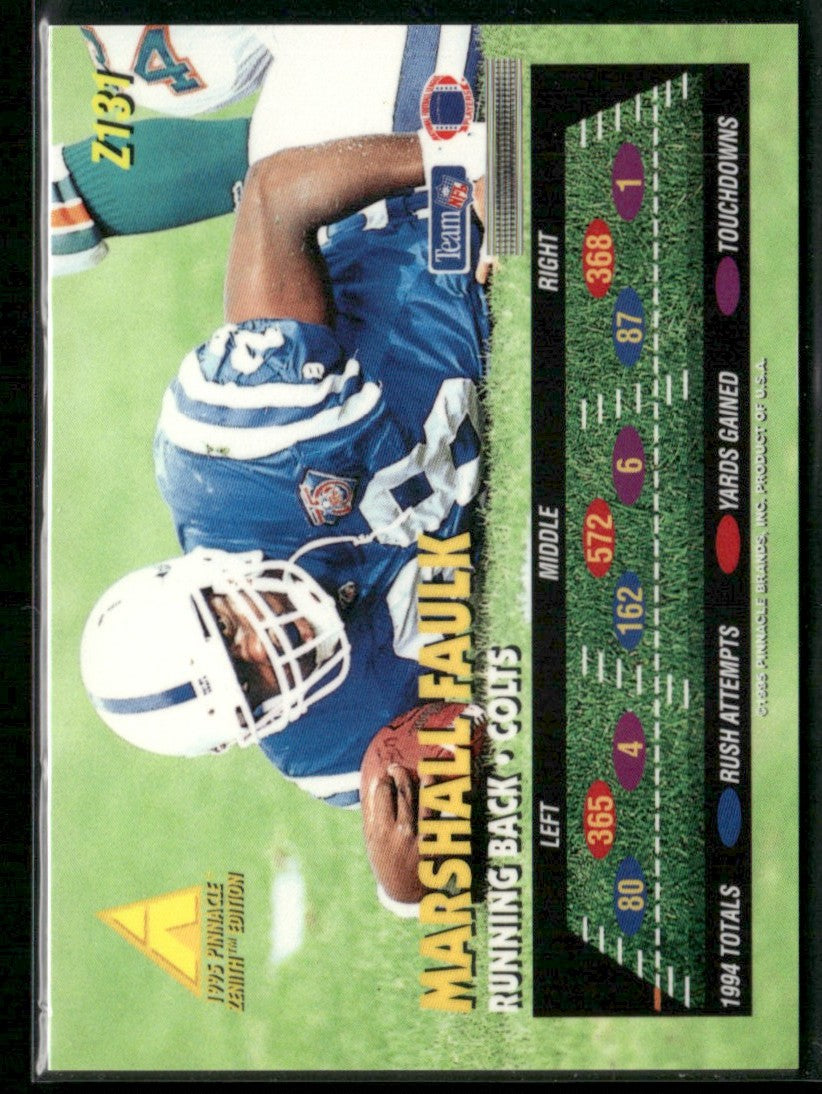 Marshall Faulk 1995 Pinnacle Zenith RC #Z131 Indianapolis Colts