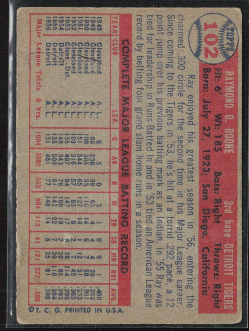 Ray Boone 1957 Topps #102 Detroit Tigers