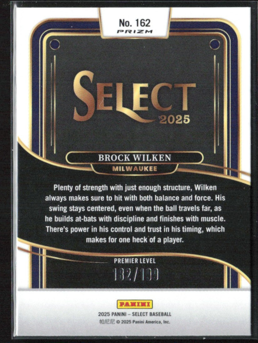 Brock Wilken 2025 Panini Select Premier Light Blue /199 #162 Milwaukee Brewers