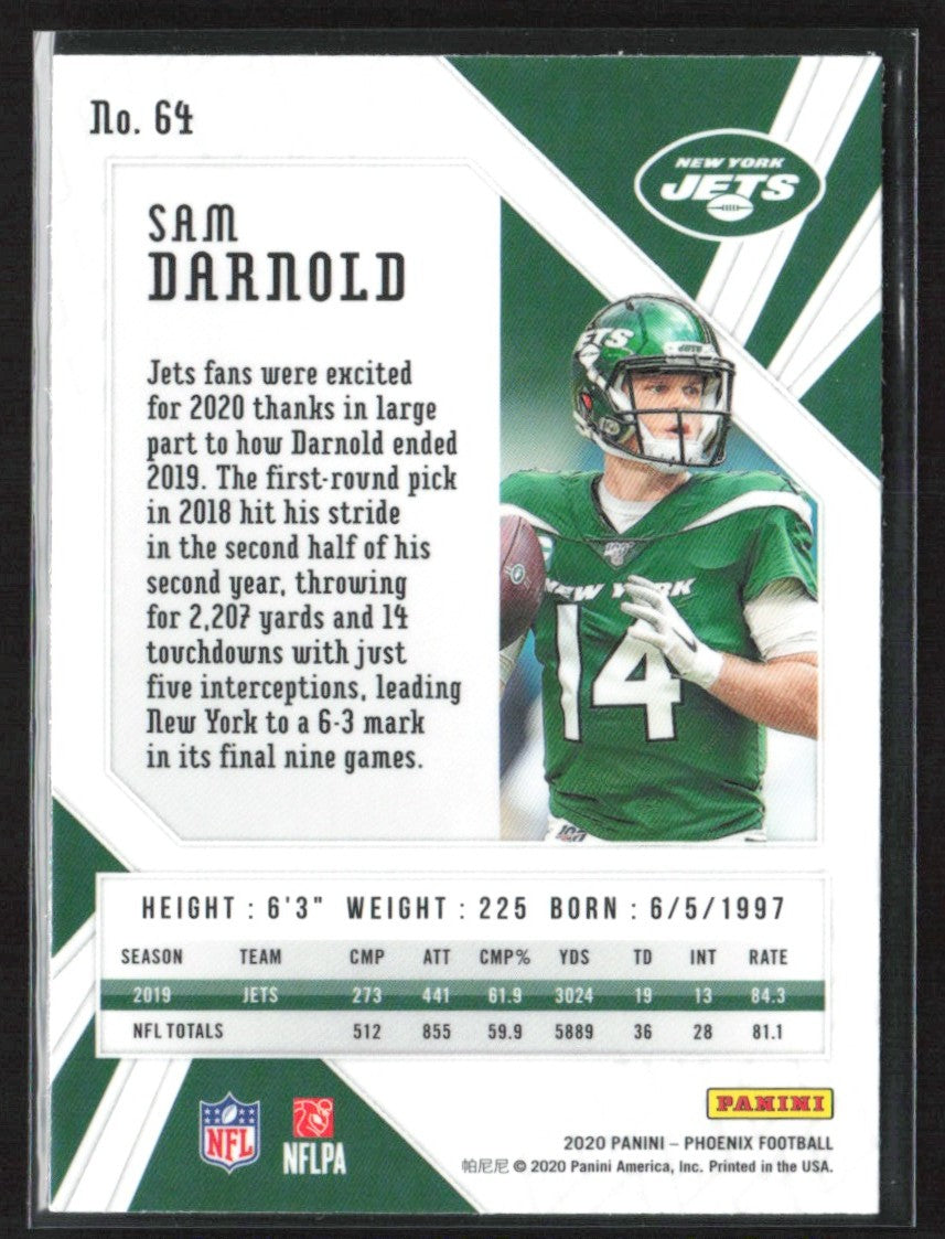 Sam Darnold 2020 Panini Phoenix Color Burst #64 New York Jets