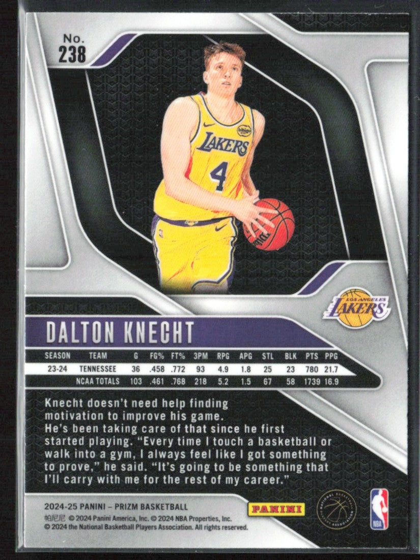 Dalton Knecht 2024 Panini Prizm RC #238 Los Angeles Lakers