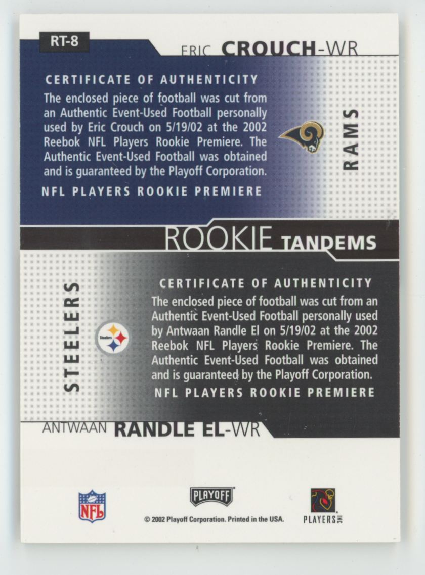 Eric Crouch/Antwaan Randle El 2002 Playoff Honors Rookie Tandems Ball #RT-8