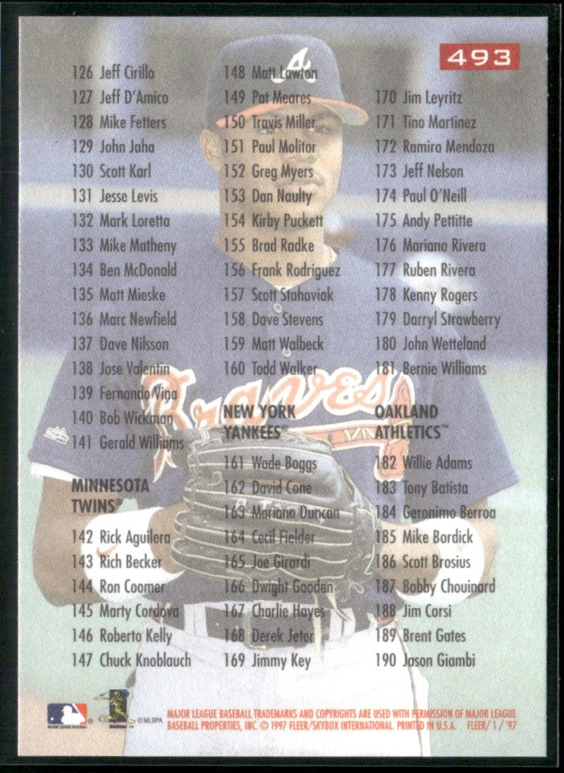 Andruw Jones 1997 Fleer Checklist #493 Atlanta Braves