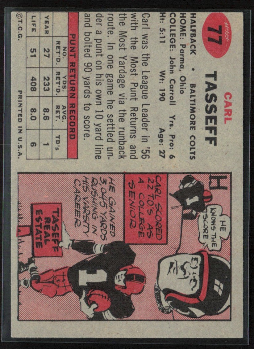 Carl Tasseff 1957 Topps #77 Baltimore Colts