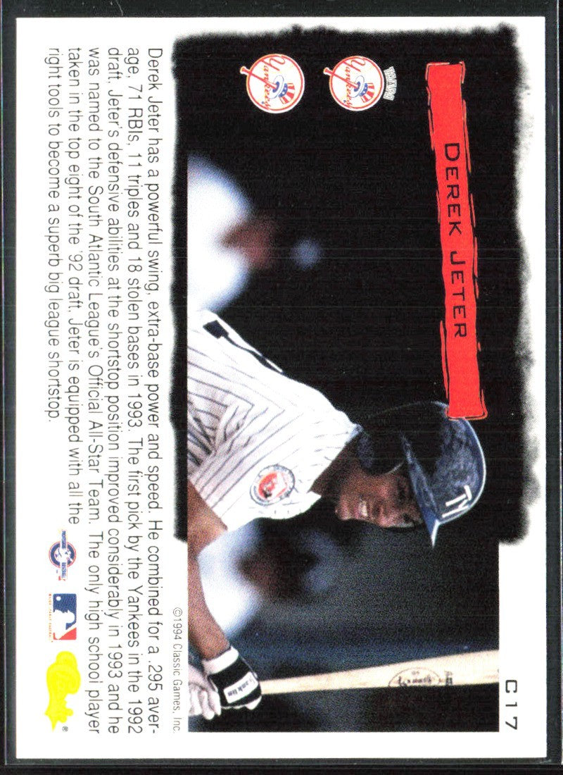 Derek Jeter 1994 Classic Cream of the Crop #C17 Tampa Yankees