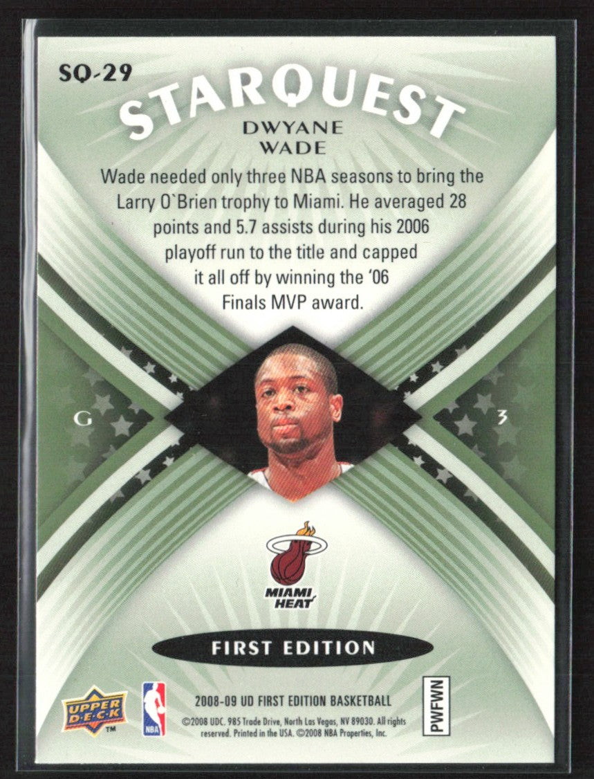 Dwyane Wade 2008 Upper Deck StarQuest Green #SQ-29 Miami Heat