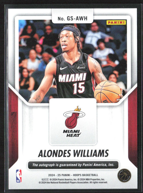 Alondes Williams 2024 Hoops Great Significance AUTO #GS-AWH Miami Heat