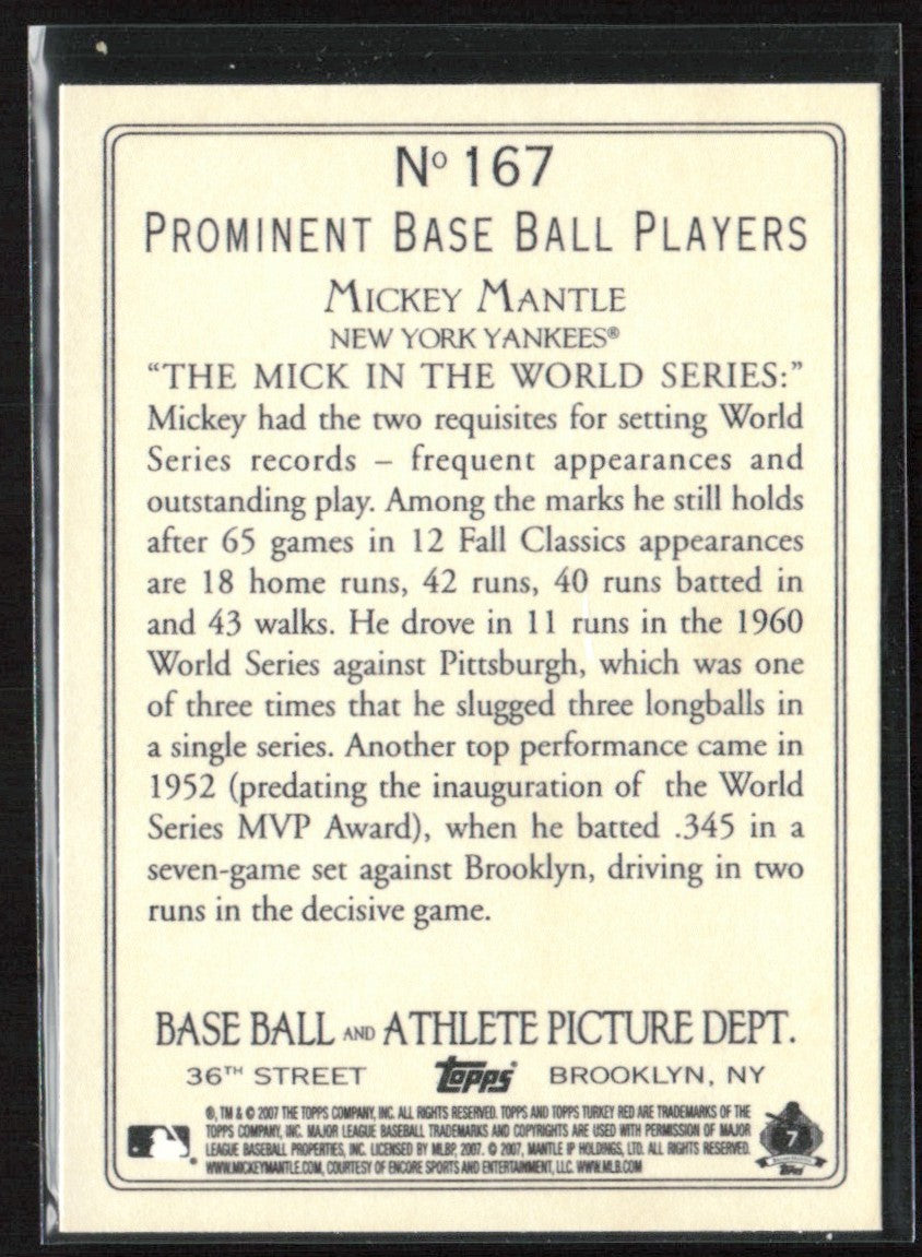 Mickey Mantle 2007 Topps Turkey Red #167 New York Yankees