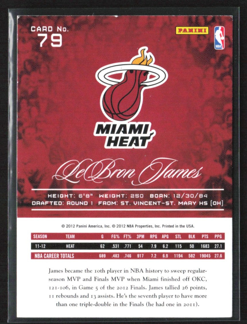 LeBron James 2012 Panini Prestige #79 Miami Heat