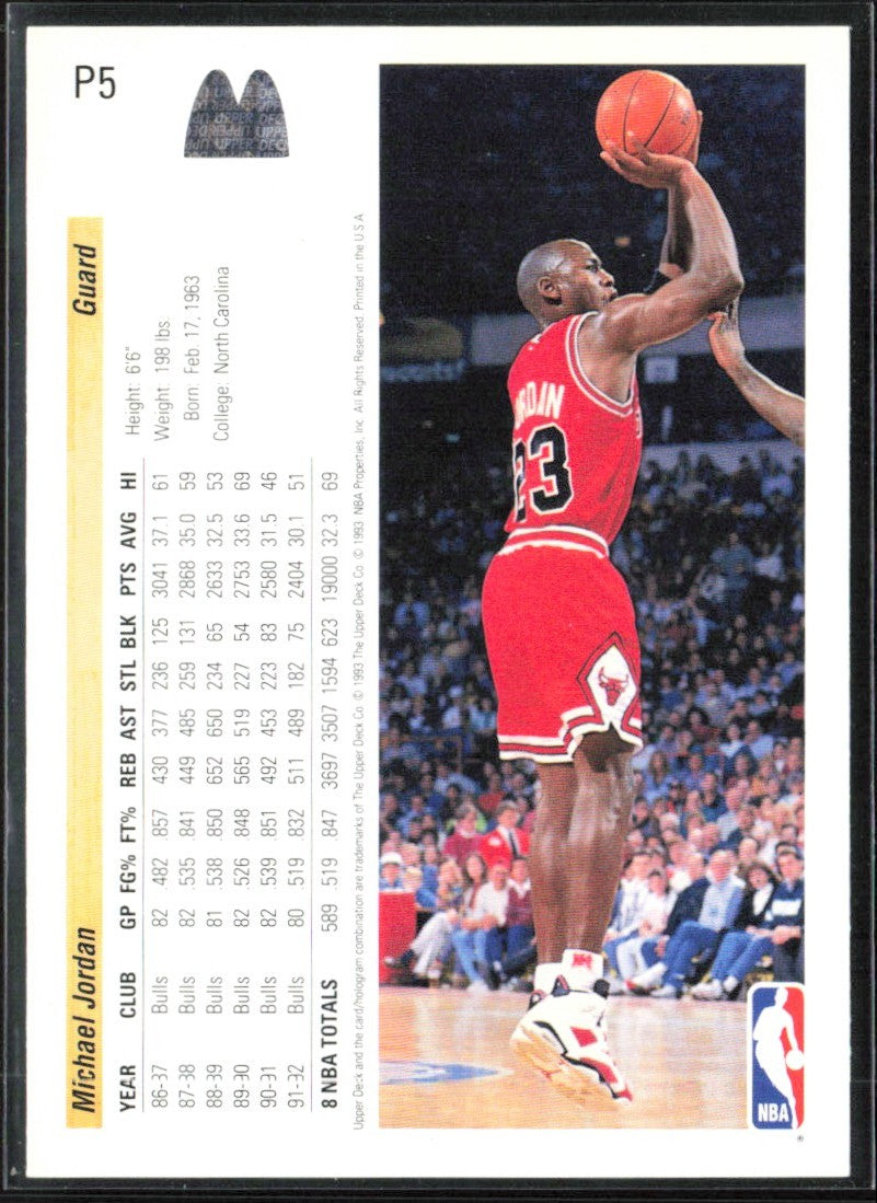 Michael Jordan 1992 Upper Deck McDonald's #P5 Chicago Bulls