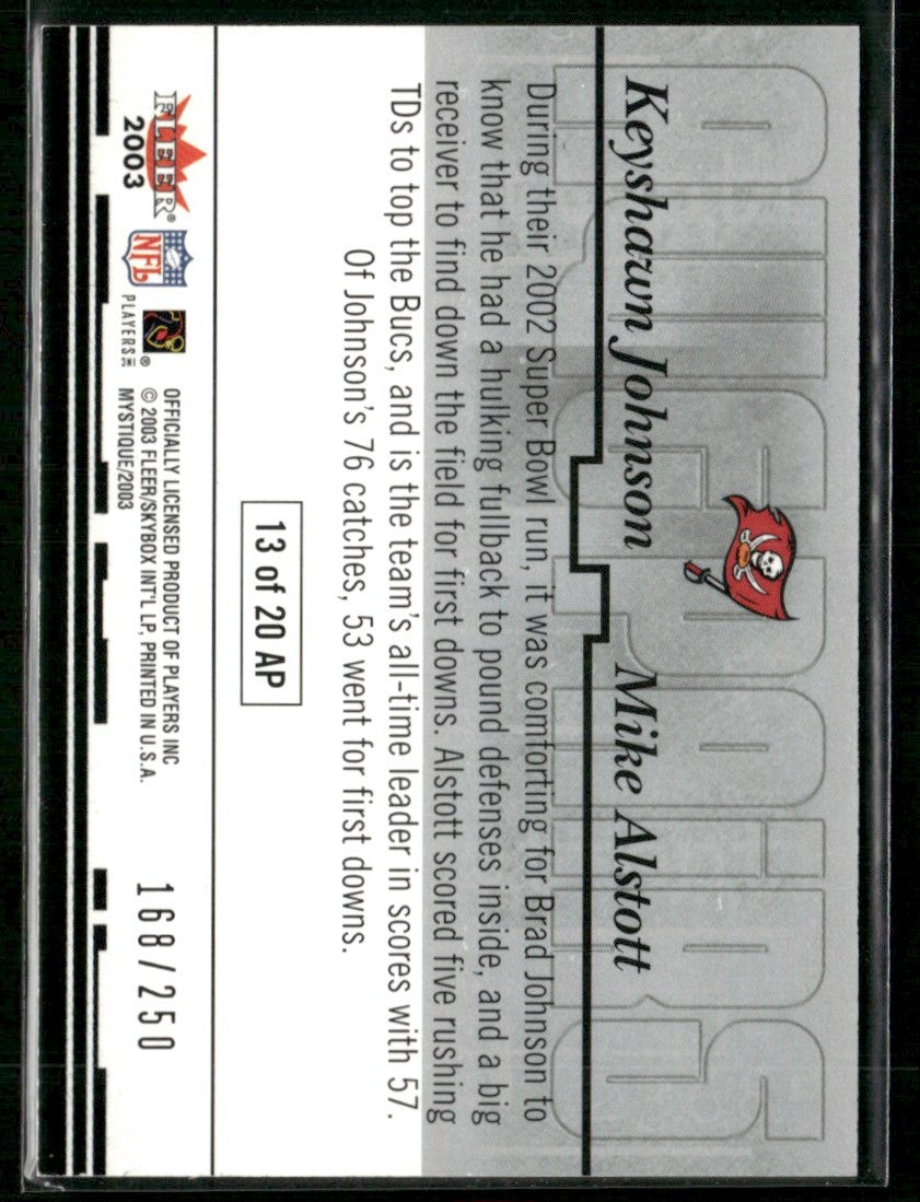 Keyshawn Johnson Mike Alstott 2003 Fleer Mystique Awe Pairs /250 #13