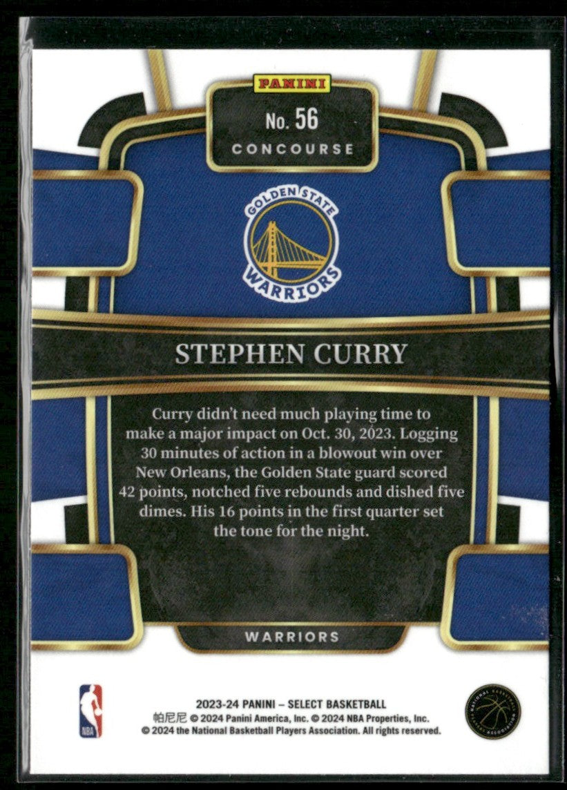 Stephen Curry 2023 Panini Select Concourse Blue #56 Golden State Warriors