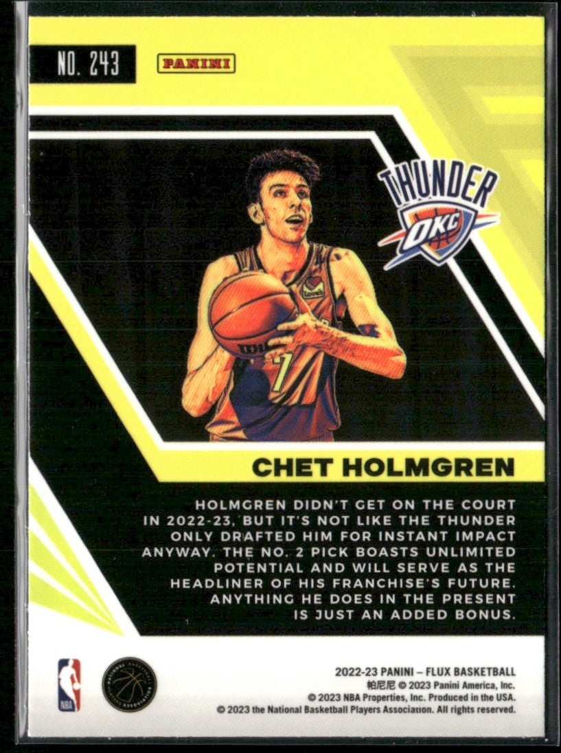 Chet Holmgren 2022 Panini Flux RC #243 Oklahoma City Thunder