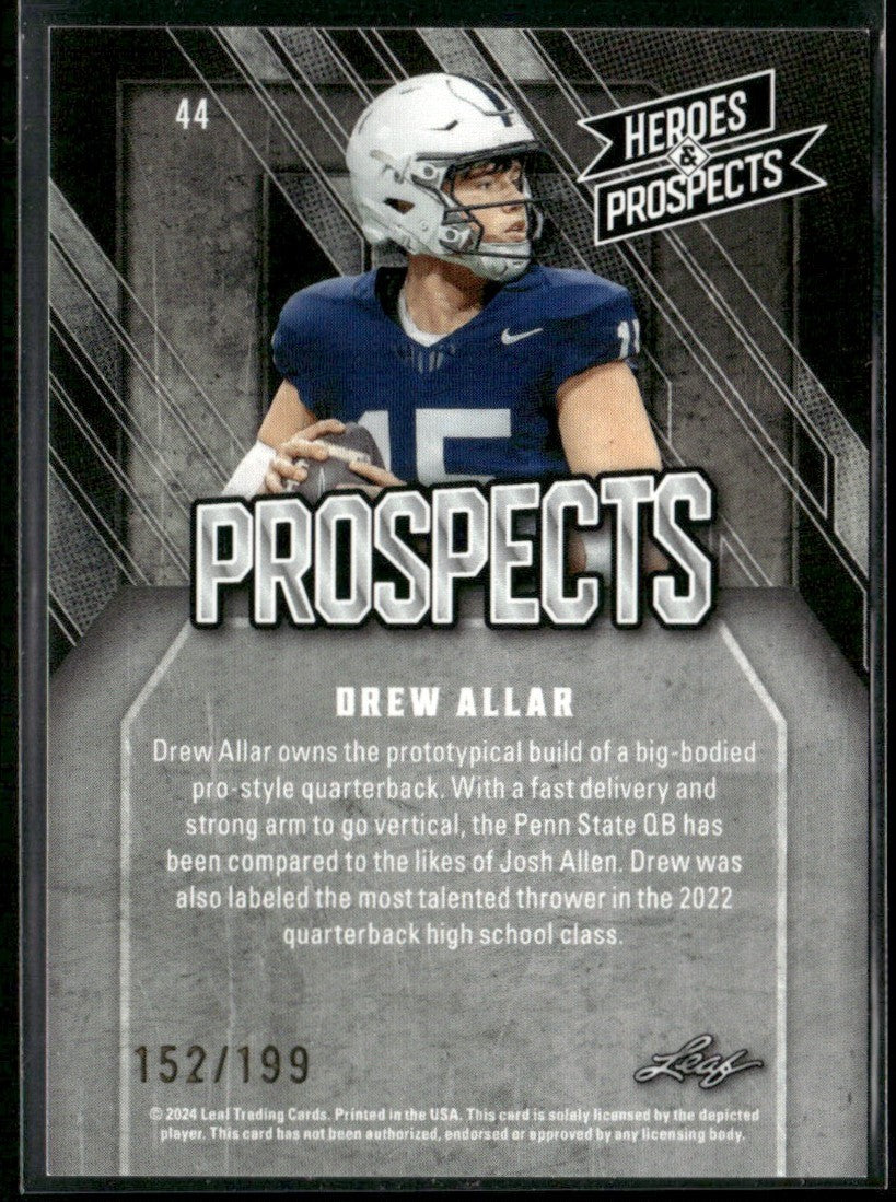 Drew Allar 2024 Leaf Heroes & Prospects /199 #44 Penn State Nittany Lions