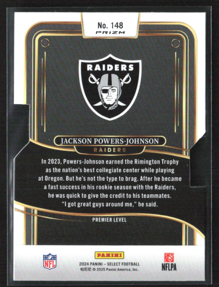 Jackson Powers-Johnson 2024 Panini Select Premier Silver Prizm Die-Cut RC #148