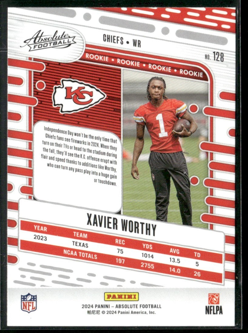 Xavier Worthy 2024 Panini Absolute RC #128 Kansas City Chiefs