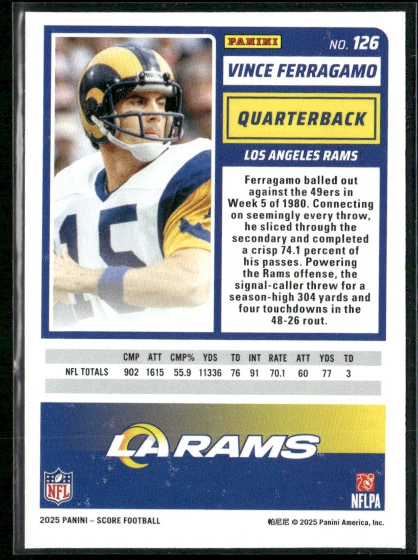 Vince Ferragamo 2025 Score Lava /799 #126 Los Angeles Rams