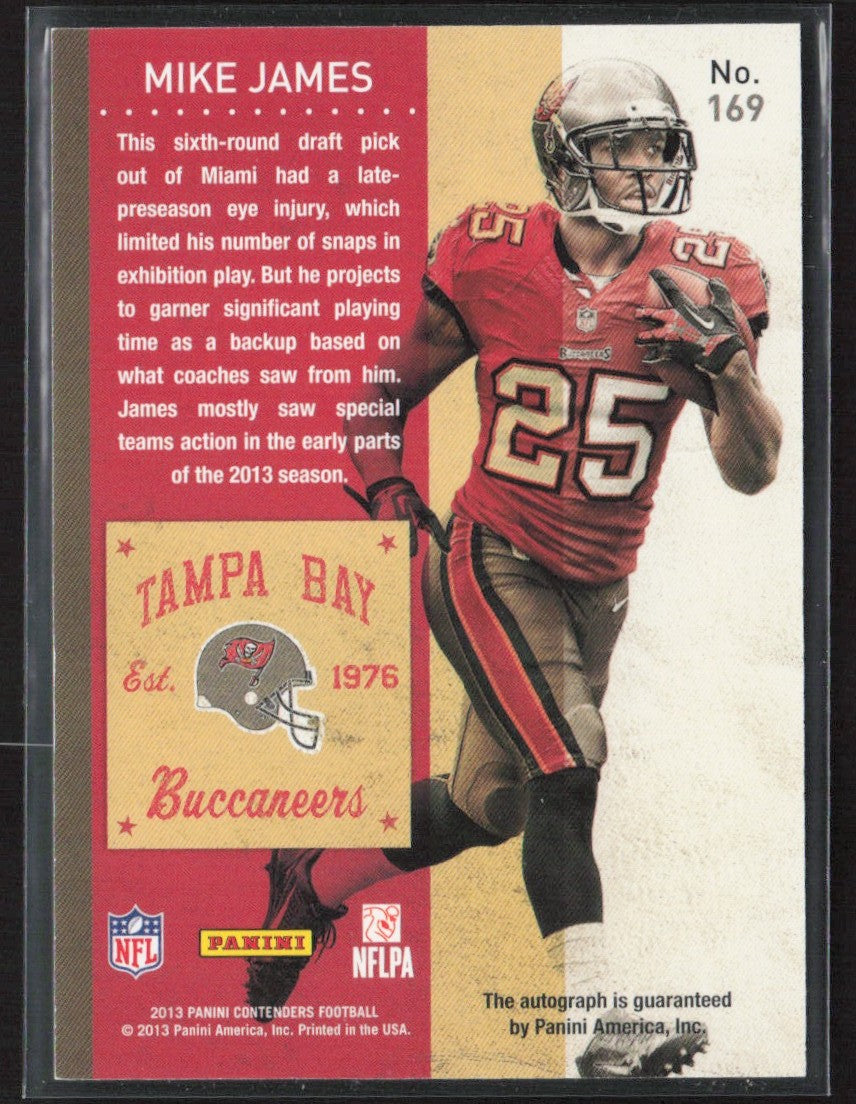 Mike James 2013 Panini Contenders RC AUTO #169 Tampa Bay Buccaneers