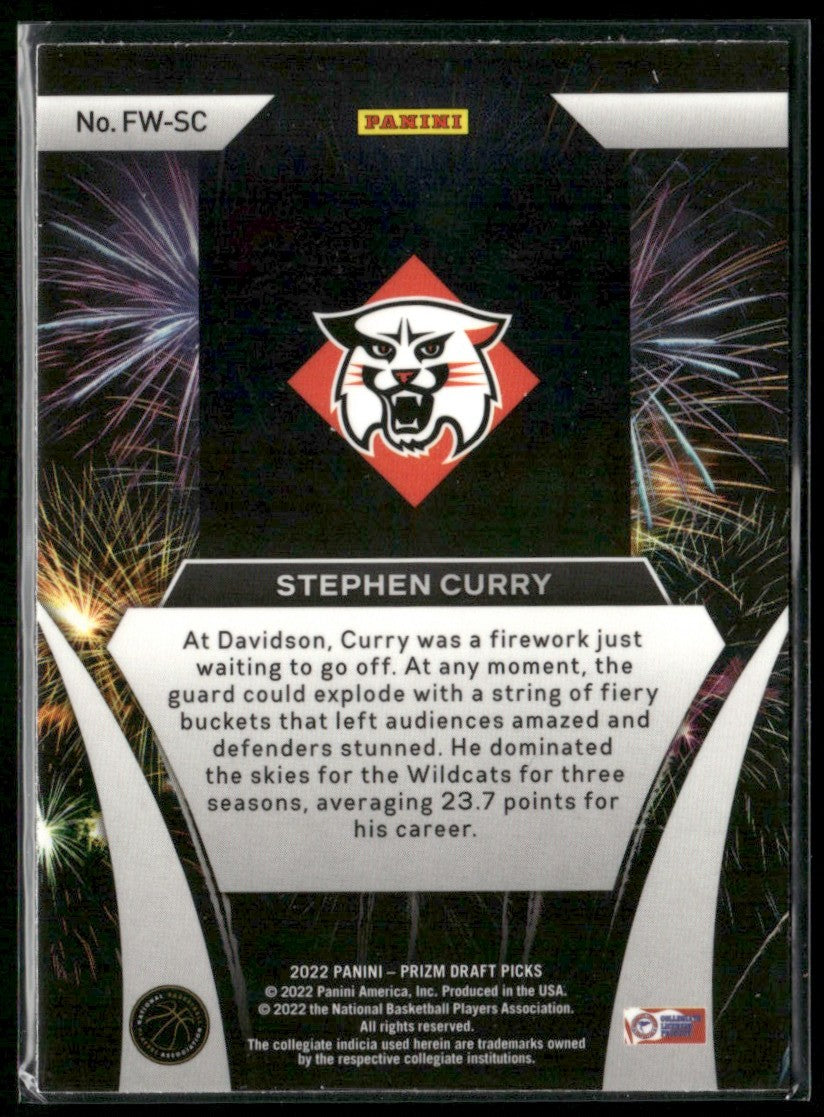 Stephen Curry 2022 Panini Prizm Draft Picks Fireworks #FW-SC Davidson Wildcats