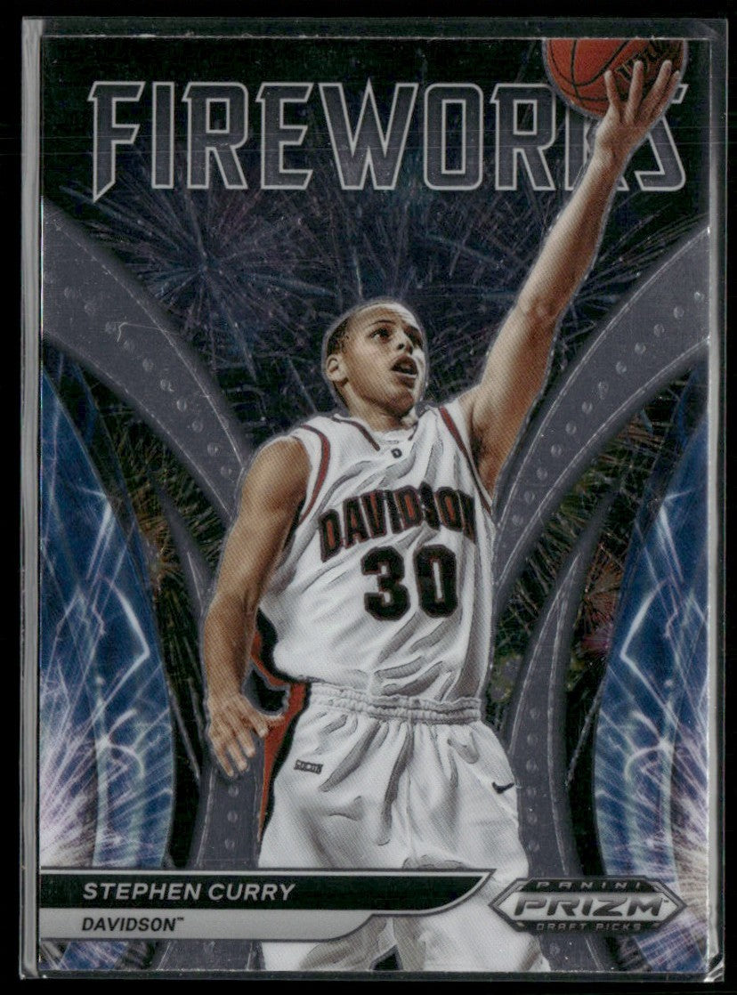 Stephen Curry 2022 Panini Prizm Draft Picks Fireworks #FW-SC Davidson Wildcats