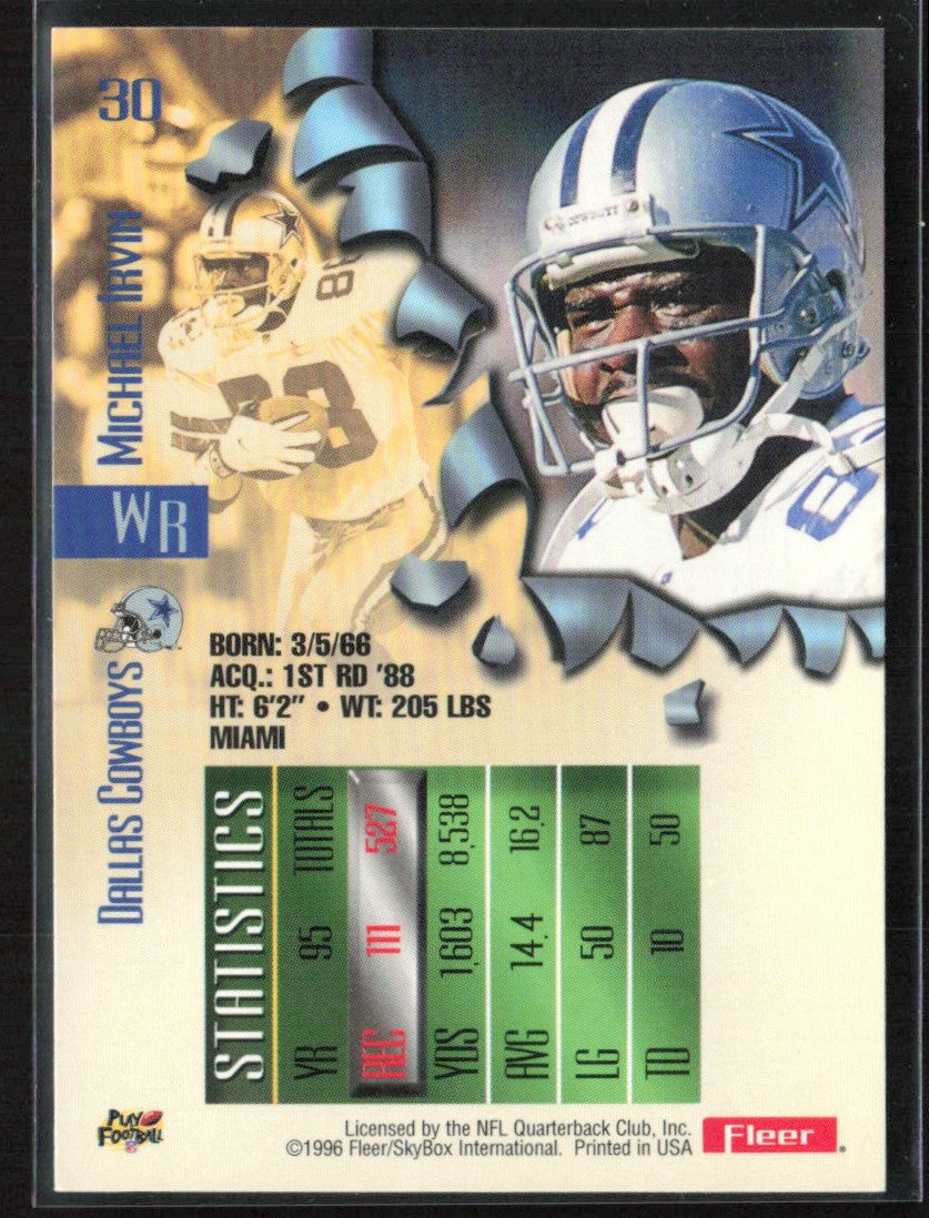 Michael Irvin 1996 Fleer Metal #30 Dallas Cowboys