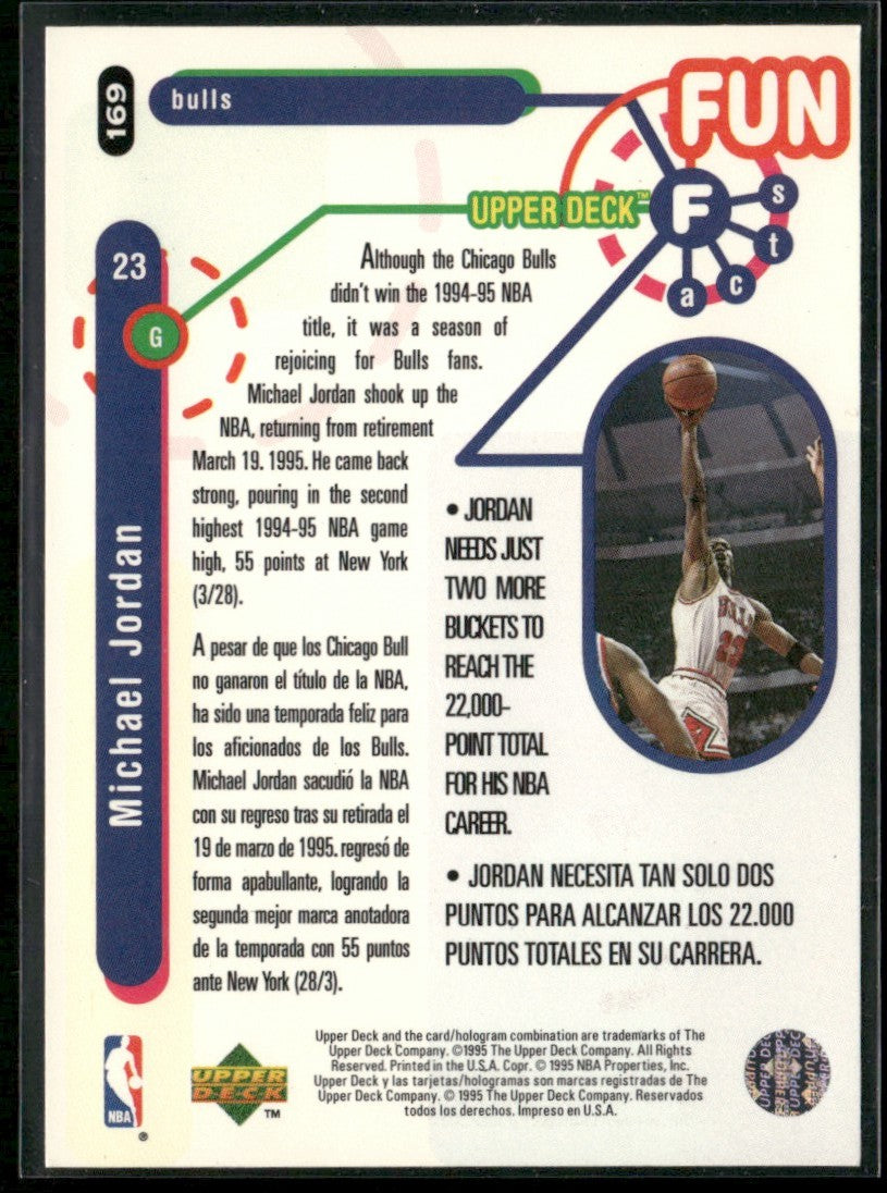 Michael Jordan 1995 Upper Deck Collector's Choice Fun Facts #169 Chicago Bulls
