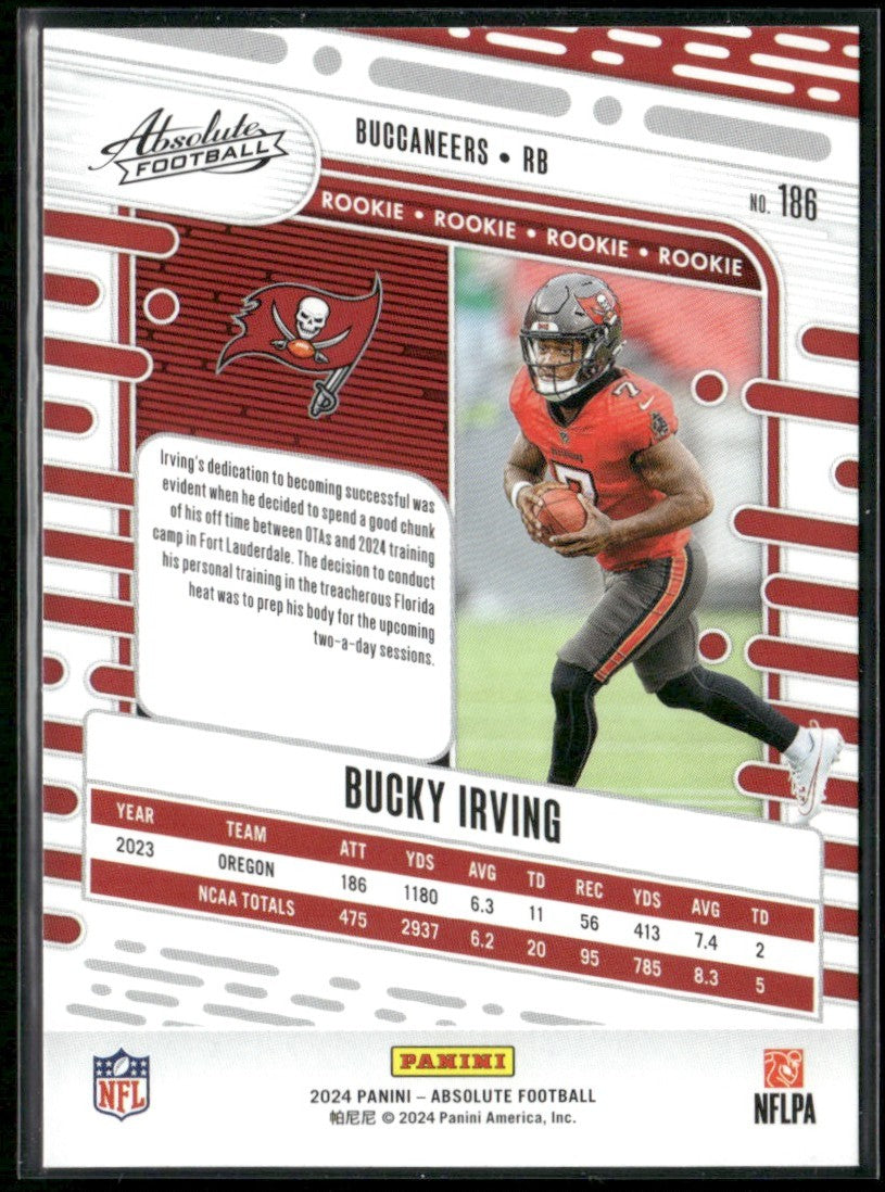 Bucky Irving 2024 Panini Absolute RC #186 Tampa Bay Buccaneers