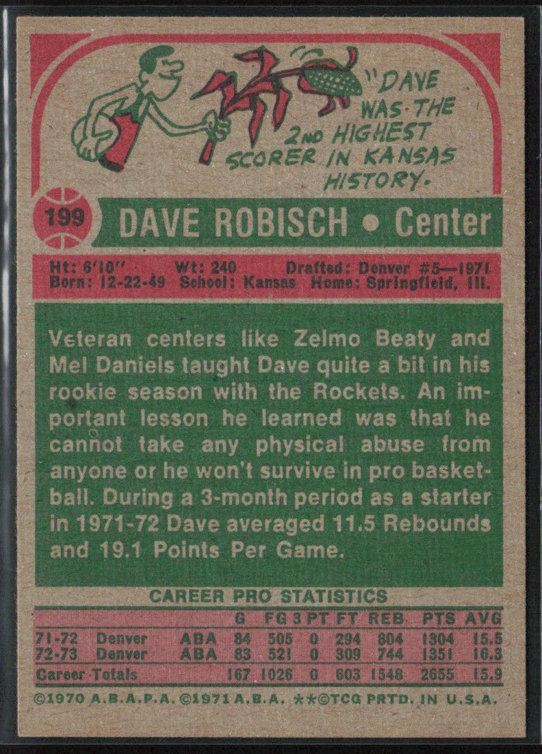 Dave Robisch 1973 Topps #199 Denver Rockets