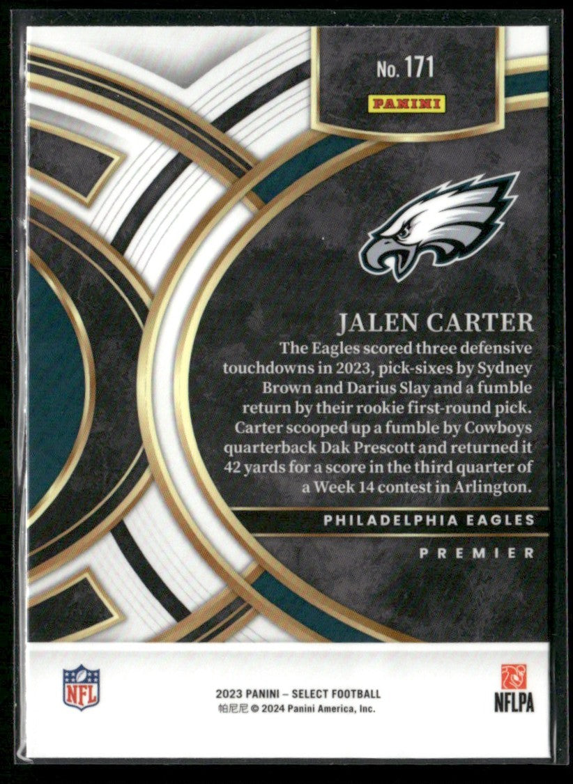 Jalen Carter 2023 Panini Select Premier RC #171 Philadelphia Eagles