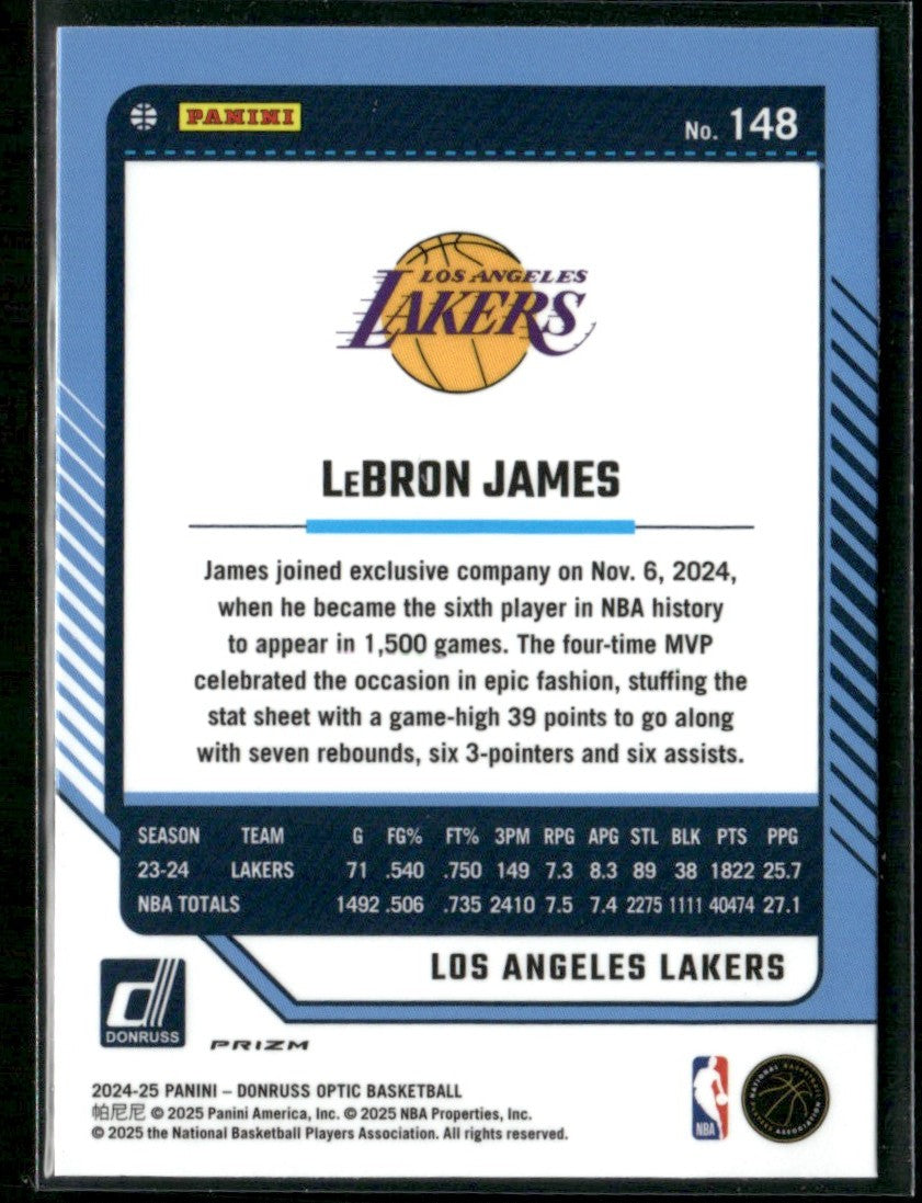 LeBron James 2024 Donruss Optic Holo Silver Prizm #148 Los Angeles Lakers