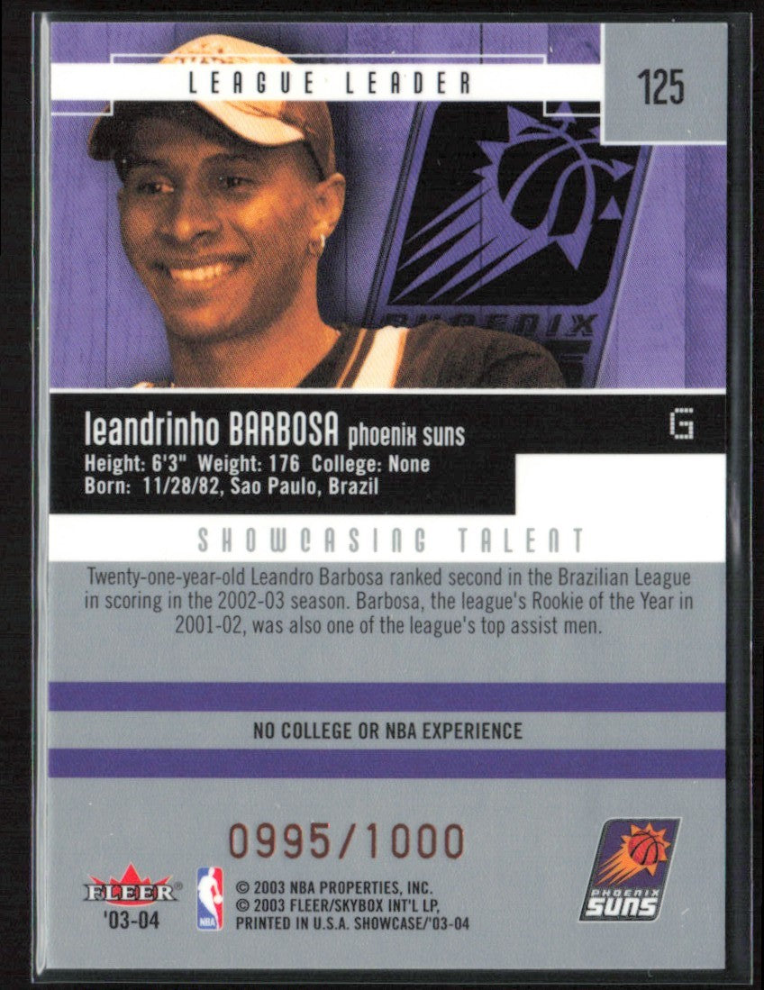 Leandro Barbosa 2003 Fleer Showcase RC /1000 #125 Phoenix Suns