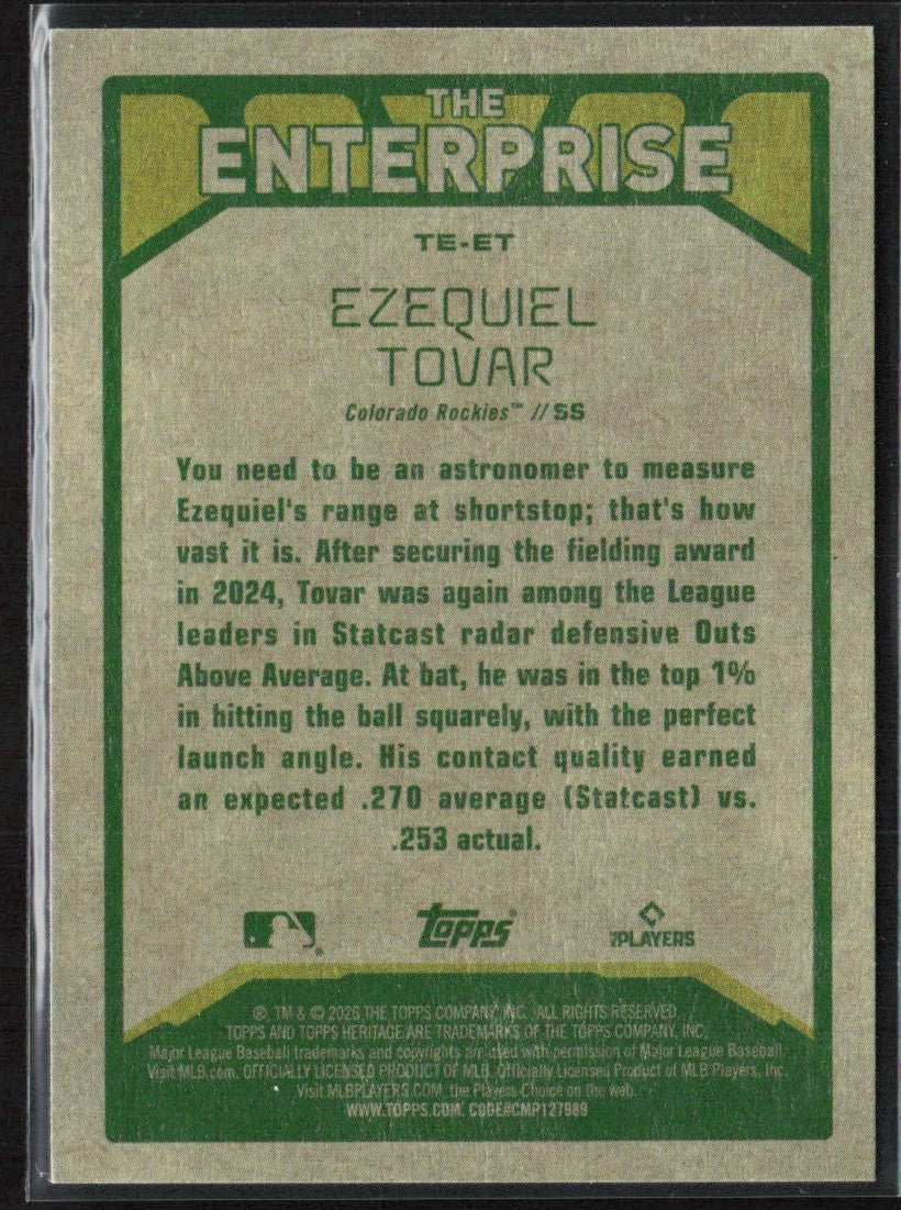 Ezequiel Tovar 2026 Topps Heritage The Enterprise #TE-ET Colorado Rockies